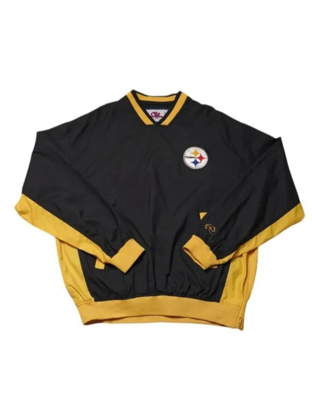 NFL Pittsburgh Steelers black & yellow windbreaker jacket with yellow panels on